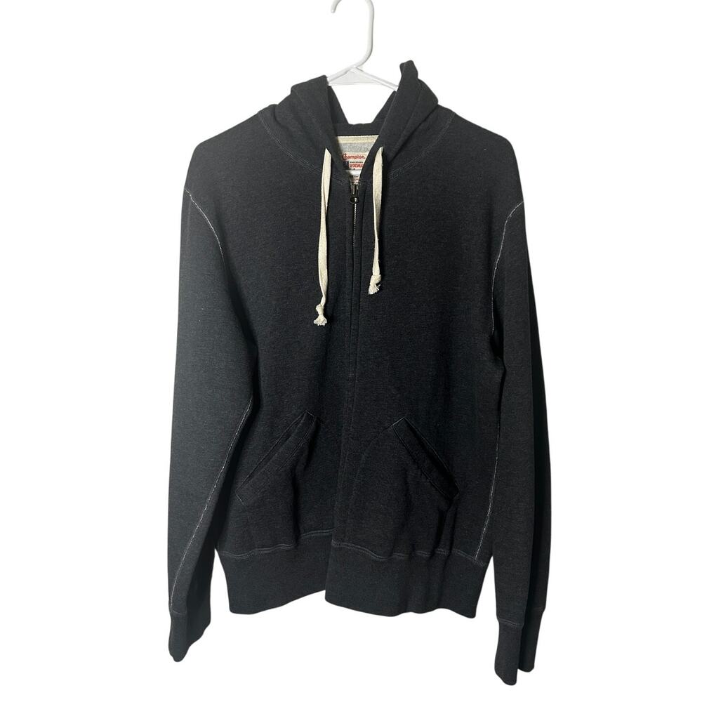 Todd Snyder Champion Men Large Dark Gray Full Zip Hoodie Jacket Canada Fleece